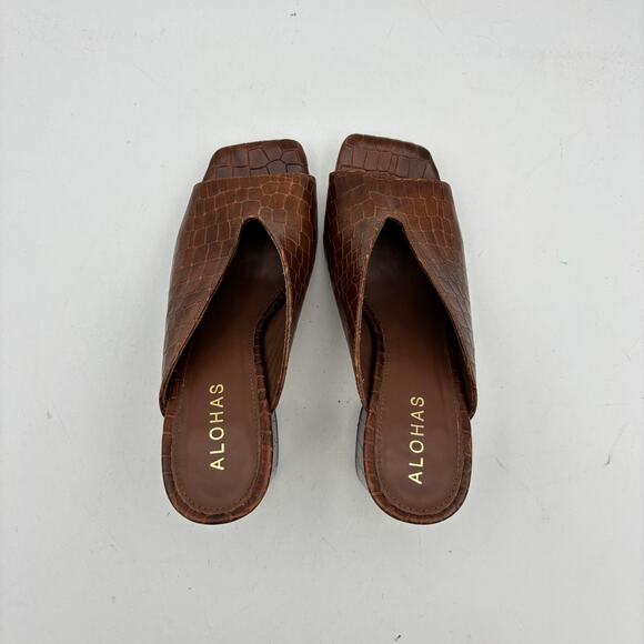Alohas Frenchie Alli Brown Mules Heels Women's 36 US 6 - Picture 6 of 12